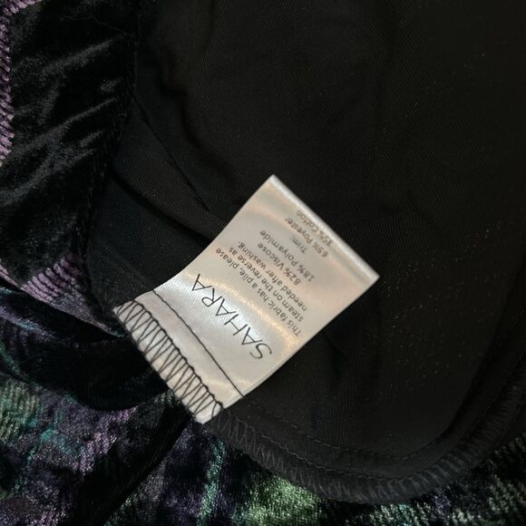 Sahara Velvet Jersey Dress Lagenlook Green Purple Tartan Check Size 3 US 10-12 - Picture 8 of 9